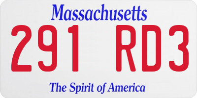MA license plate 291RD3