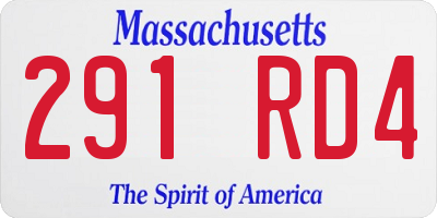 MA license plate 291RD4