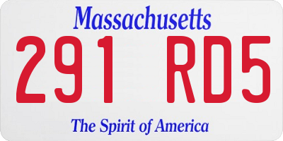 MA license plate 291RD5