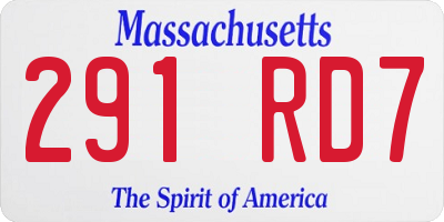 MA license plate 291RD7