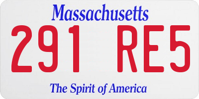 MA license plate 291RE5