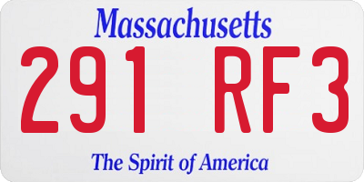 MA license plate 291RF3