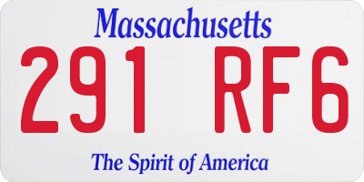 MA license plate 291RF6