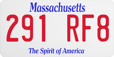 MA license plate 291RF8
