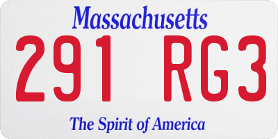 MA license plate 291RG3