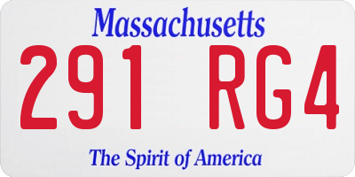 MA license plate 291RG4