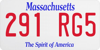 MA license plate 291RG5
