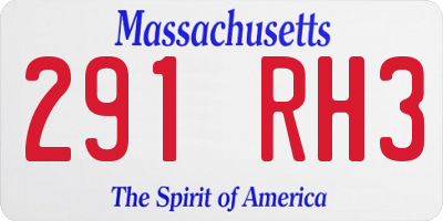 MA license plate 291RH3
