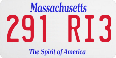 MA license plate 291RI3