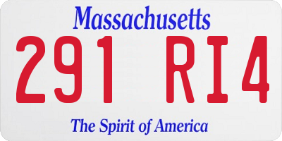 MA license plate 291RI4