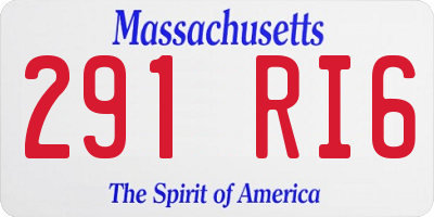 MA license plate 291RI6