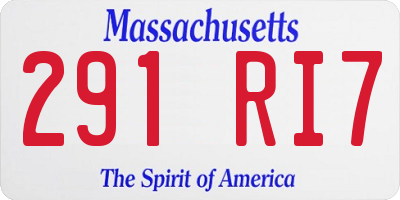 MA license plate 291RI7