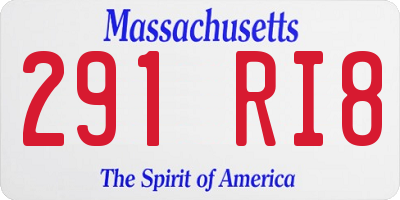 MA license plate 291RI8