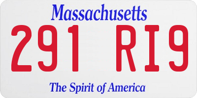 MA license plate 291RI9