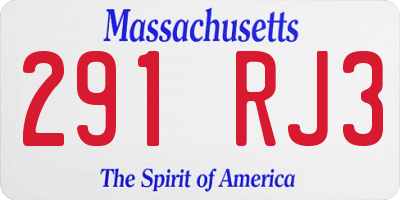 MA license plate 291RJ3