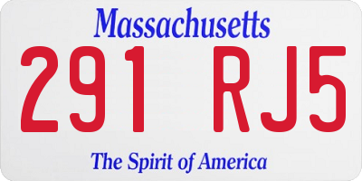 MA license plate 291RJ5