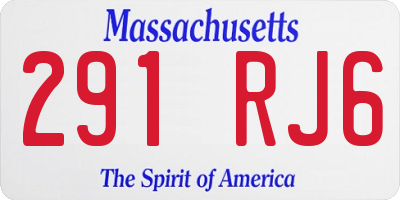 MA license plate 291RJ6