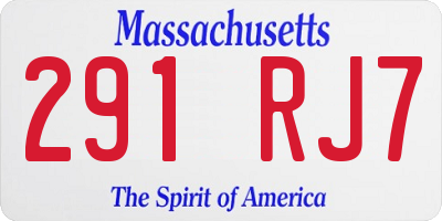 MA license plate 291RJ7