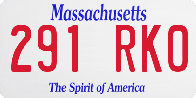 MA license plate 291RK0