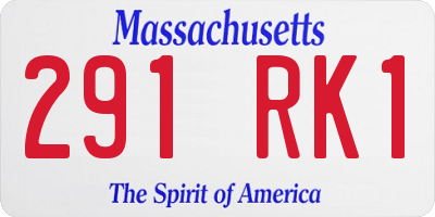 MA license plate 291RK1