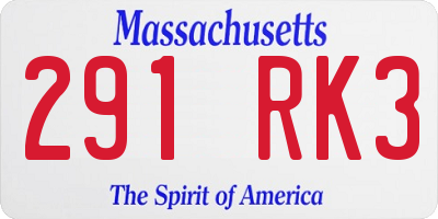 MA license plate 291RK3