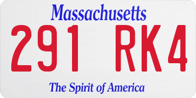 MA license plate 291RK4
