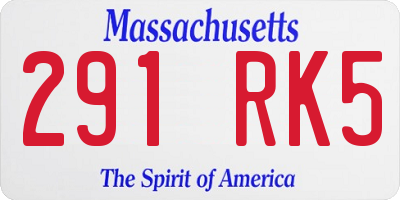 MA license plate 291RK5