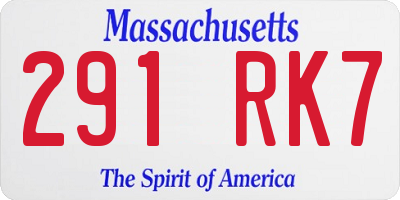 MA license plate 291RK7