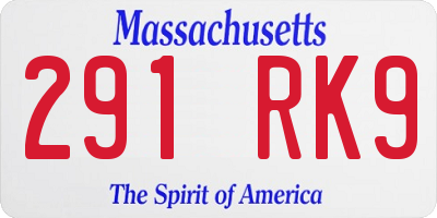 MA license plate 291RK9