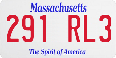 MA license plate 291RL3