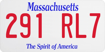 MA license plate 291RL7