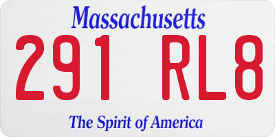 MA license plate 291RL8