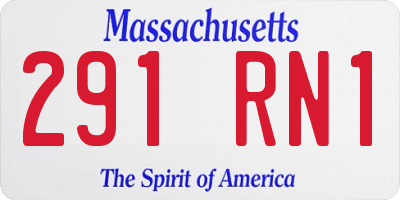MA license plate 291RN1