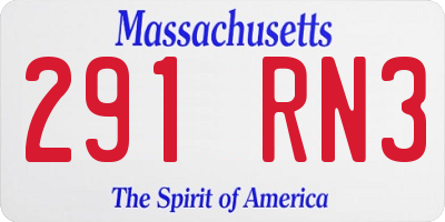 MA license plate 291RN3