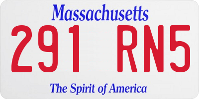 MA license plate 291RN5