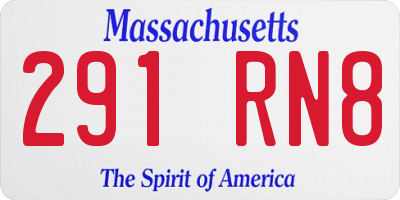 MA license plate 291RN8
