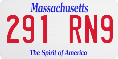 MA license plate 291RN9