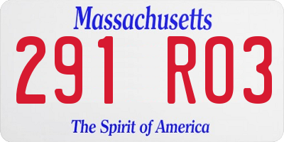 MA license plate 291RO3