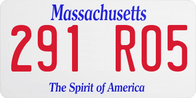 MA license plate 291RO5