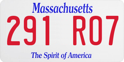 MA license plate 291RO7