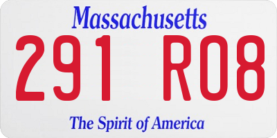 MA license plate 291RO8
