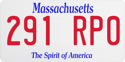 MA license plate 291RP0