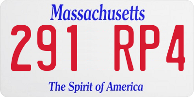 MA license plate 291RP4