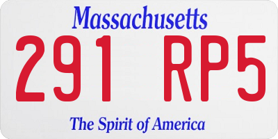 MA license plate 291RP5