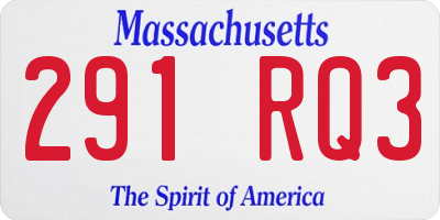 MA license plate 291RQ3