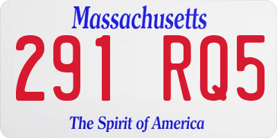 MA license plate 291RQ5