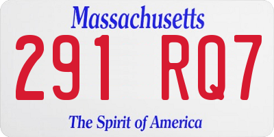 MA license plate 291RQ7