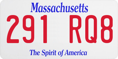 MA license plate 291RQ8
