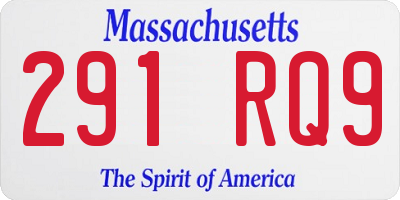 MA license plate 291RQ9