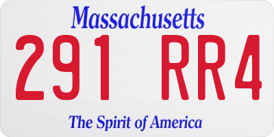 MA license plate 291RR4